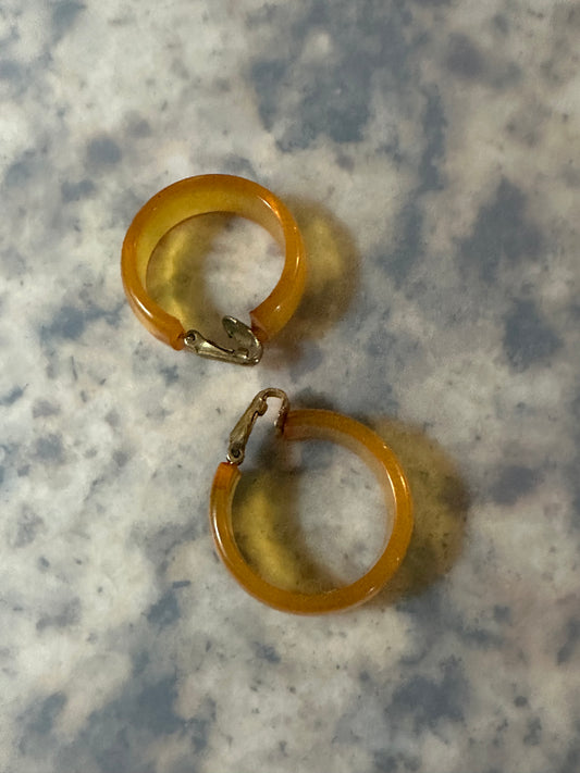 Vintage Bakelite Lucite Apple Juice Clip-on Earrings