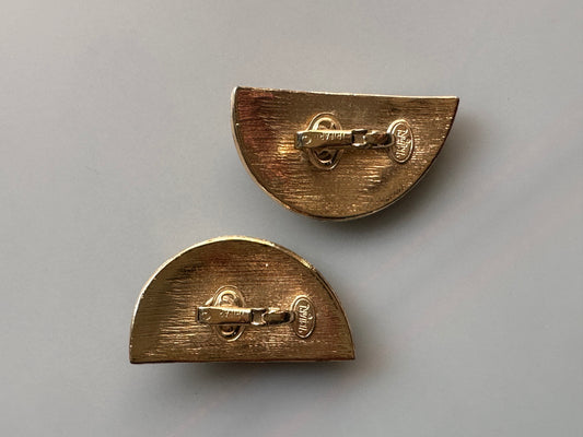 Vintage 1980’s Signed Trifari Geometric Enamel Clip-on Earrings