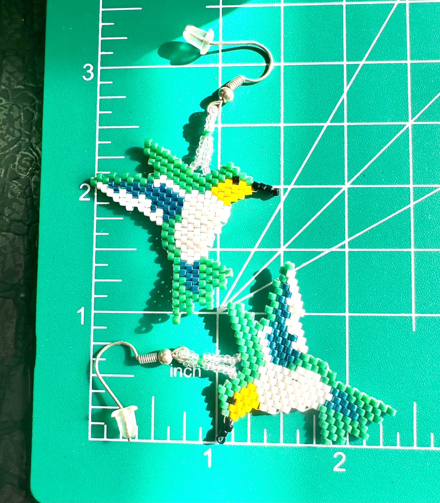 Woven Beaded Hummingbird Dangle Earrings