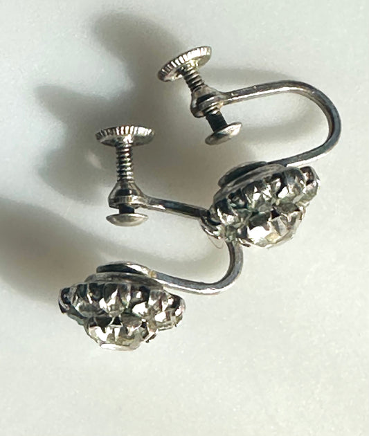 Vintage Art Deco To 1940’s Sterling Silver Signed Uncas Screwback Earrings