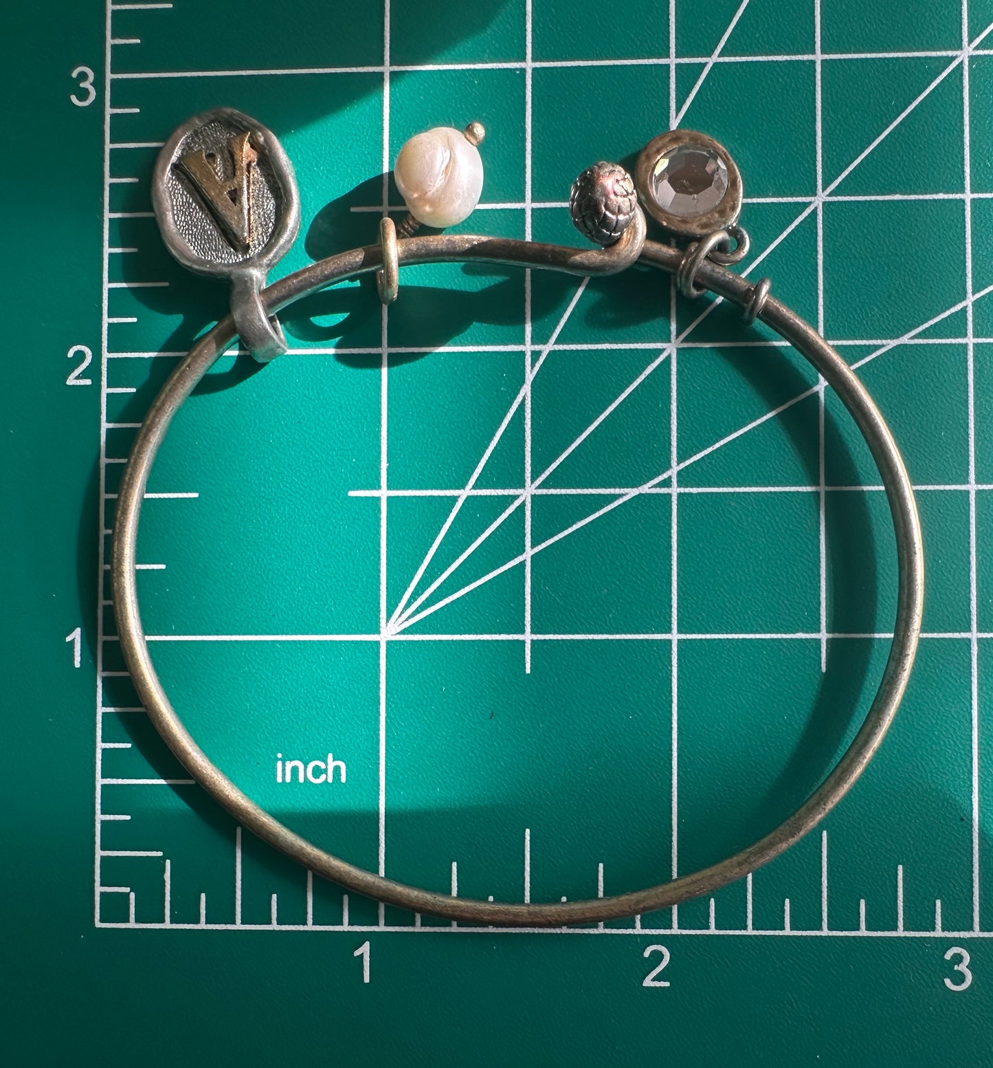 JK by Thirty One Bangle Bracelet with Wax Seal Monogram “A” Dangle Charm