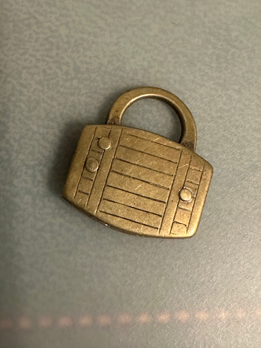 Tiny Antique Victorian Padlock Pendant - No Key