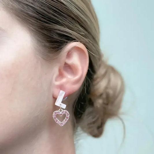 'Love' Glitzy Acrylic Heart Dangle Earrings