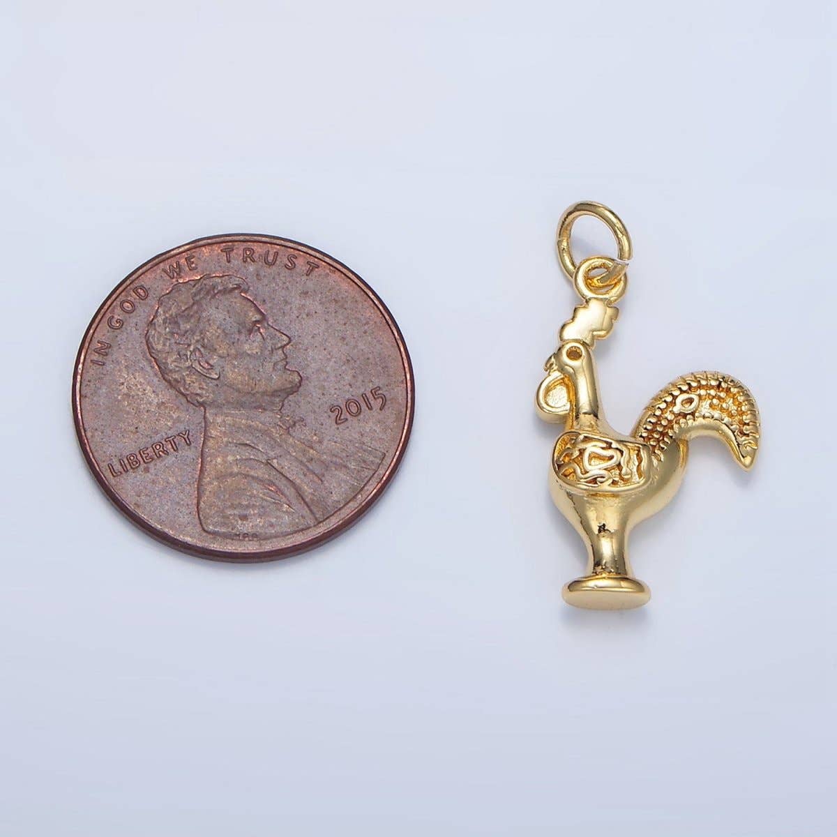 24K Gold Filled Rooster Chicken Artisan Animal Charm