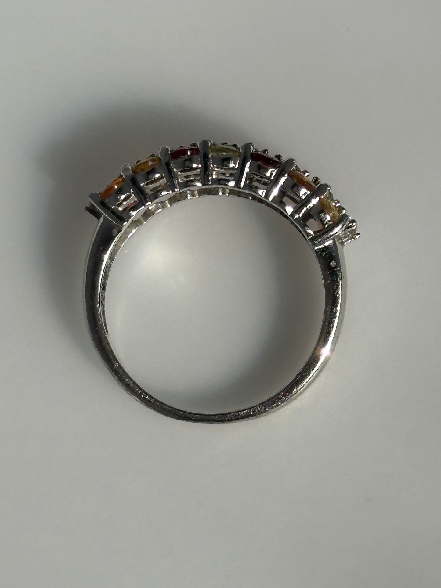 Gorgeous Sterling Silver Multi-color Tourmaline And Zircon Ring Size 8