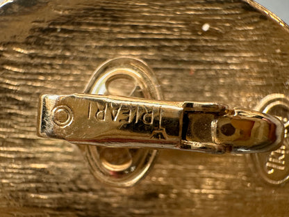 Vintage 1980’s Signed Trifari Geometric Enamel Clip-on Earrings