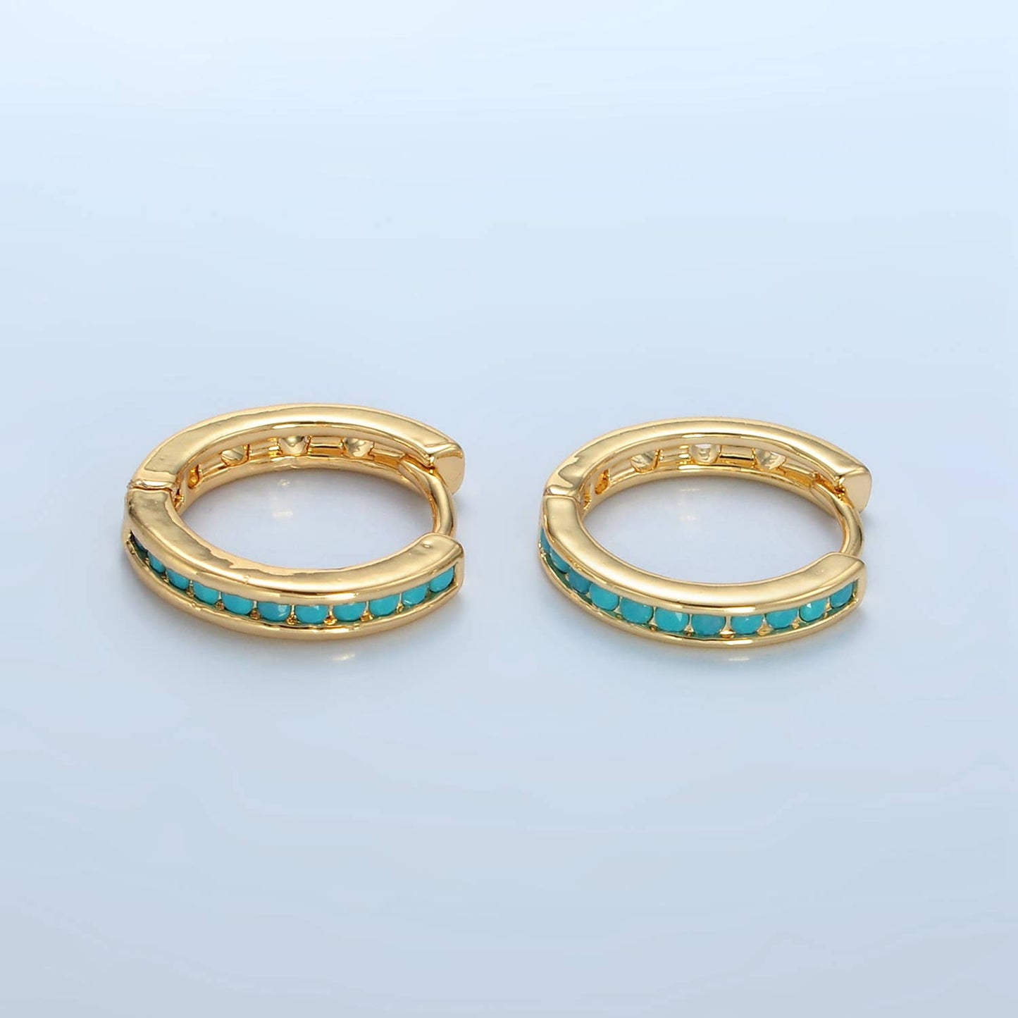 24K Gold Filled Turquoise Huggie Earrings
