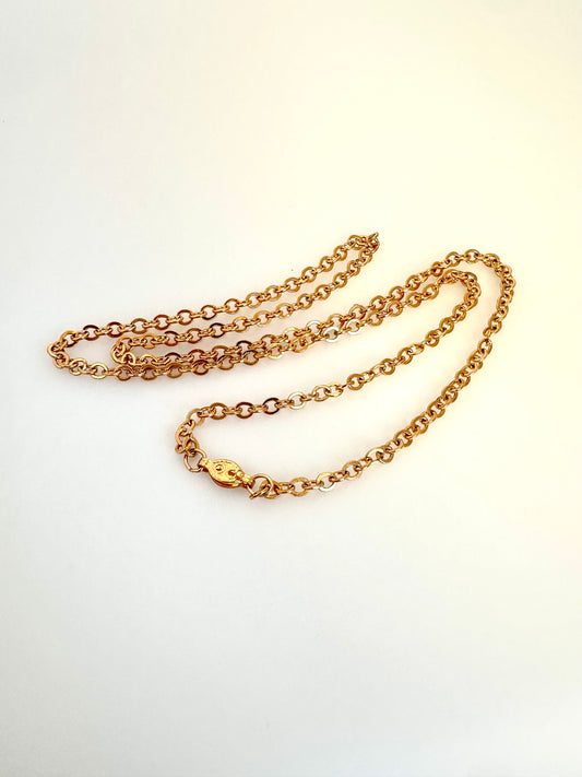 Super Shiny 17” Goldtone Chain Necklace With Vintage Style Box Clasp