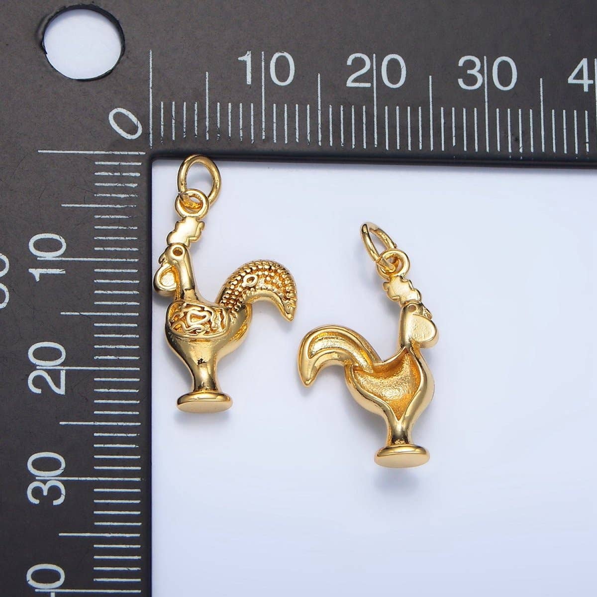 24K Gold Filled Rooster Chicken Artisan Animal Charm