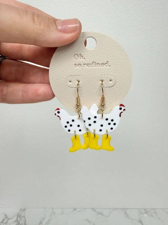 Chicken Rainboots Dangle Earrings