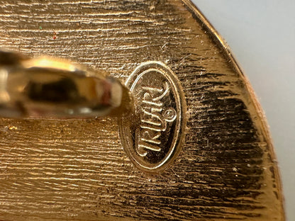 Vintage 1980’s Signed Trifari Geometric Enamel Clip-on Earrings