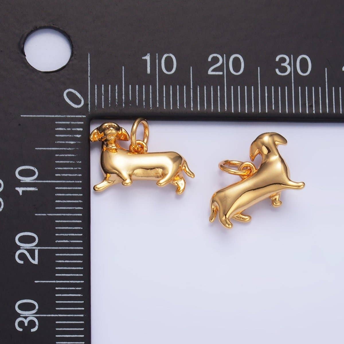 24K Gold Filled Sausage Weiner Dachshund Pet Dog 3D Multidimensional Charm