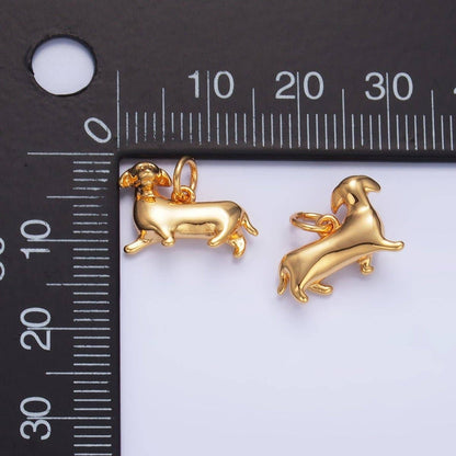 24K Gold Filled Sausage Weiner Dachshund Pet Dog 3D Multidimensional Charm