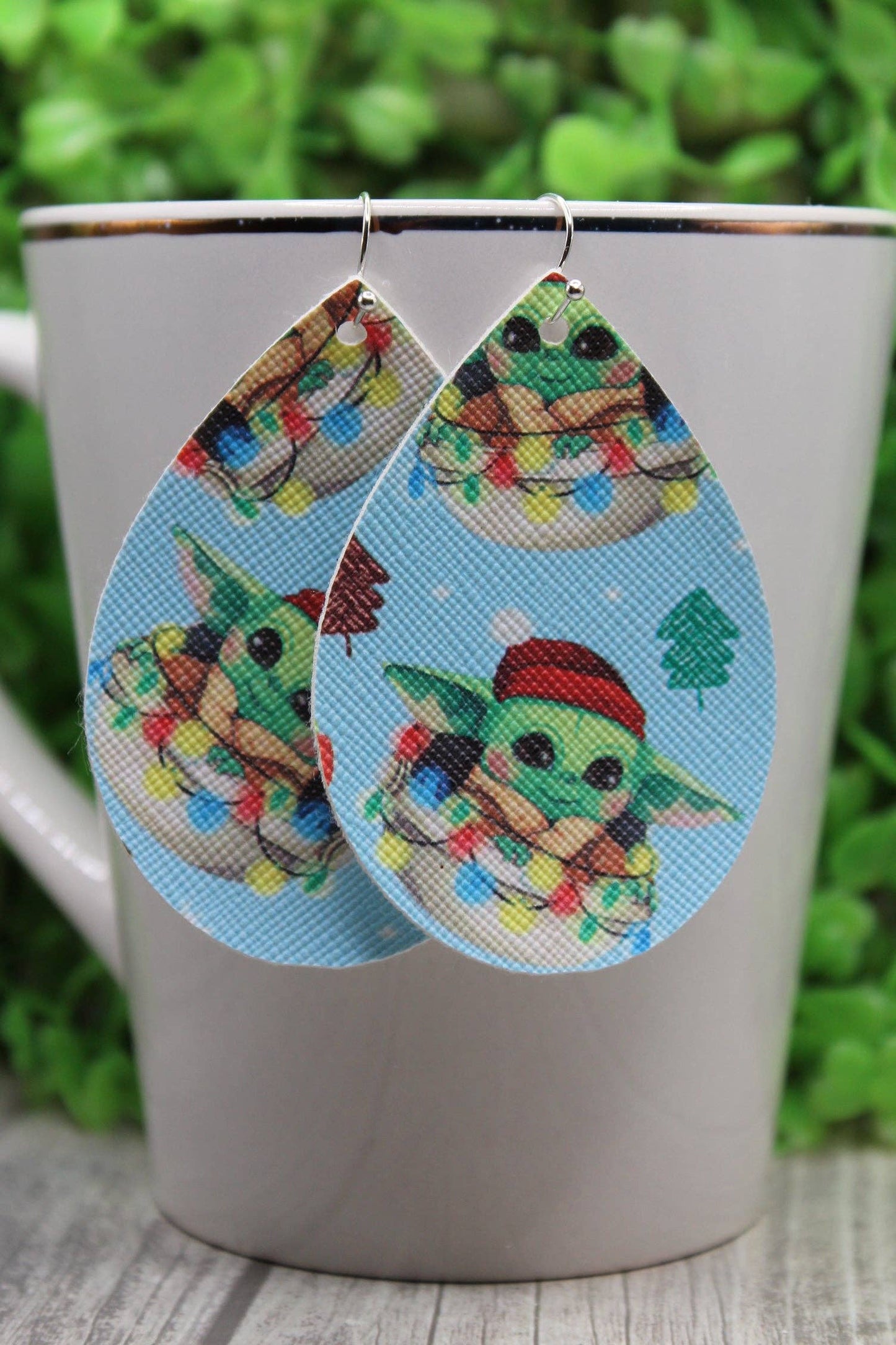 Baby Yoda Christmas Teardrop Earrings