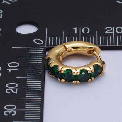 24K Gold Filled Emerald Green Micro Pave Cubic Zirconia 16.5