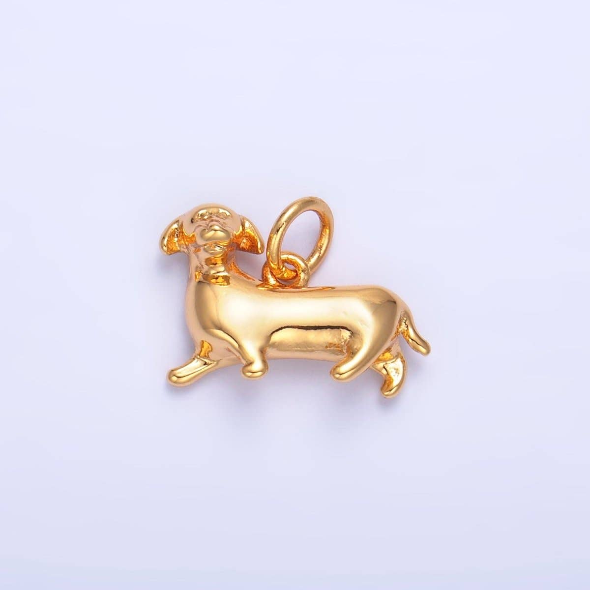 24K Gold Filled Sausage Weiner Dachshund Pet Dog 3D Multidimensional Charm