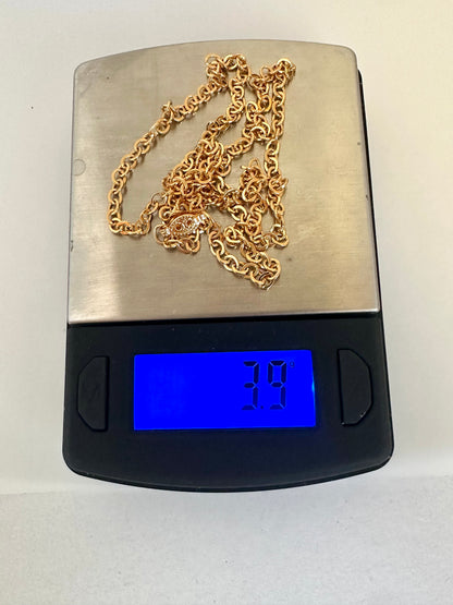 Super Shiny 17” Goldtone Chain Necklace With Vintage Style Box Clasp