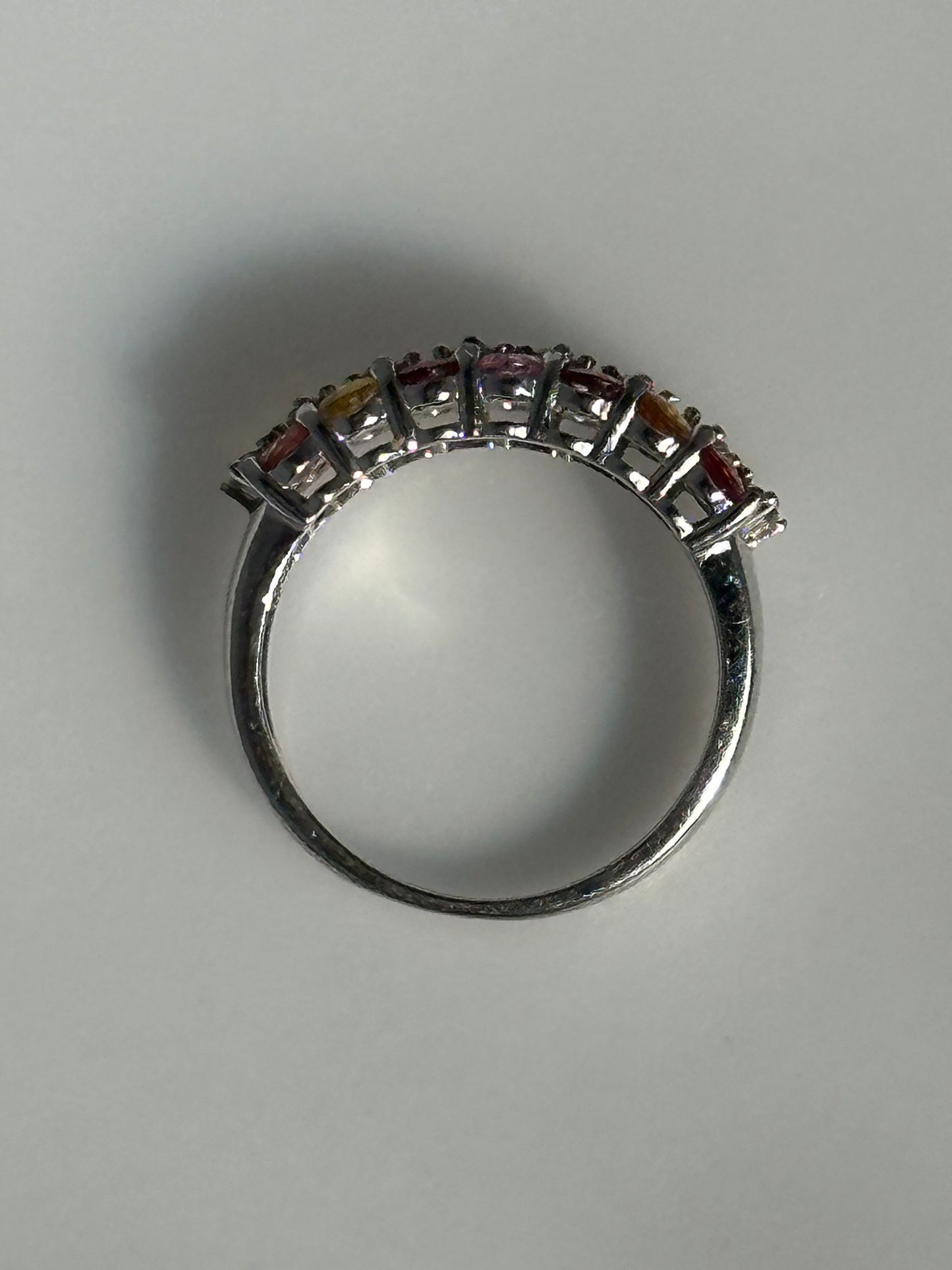 Gorgeous Sterling Silver Multi-color Tourmaline And Zircon Ring Size 8