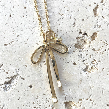 Melted Ribbon Bow Charm Necklace