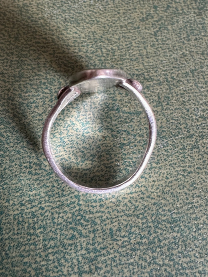 Old Pawn Turquoise Inlay Split Shank Native American Sterling Silver Ring size 6