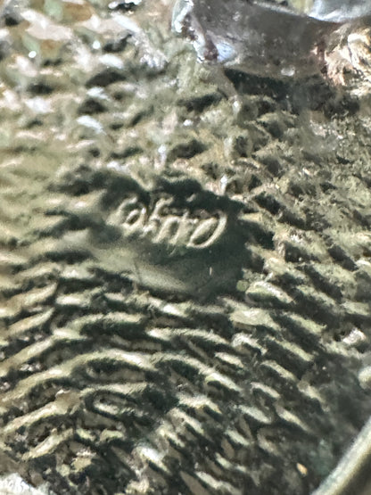 Vintage Earrings Signed Alljoy Sculptured Modernist Black Onyx Silver Omega Back