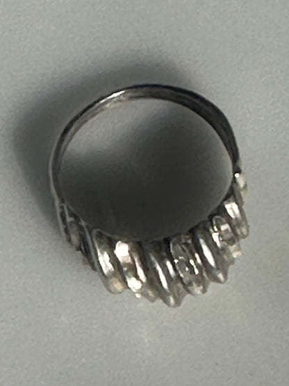 Vintage sterling silver etched dome ring size 8