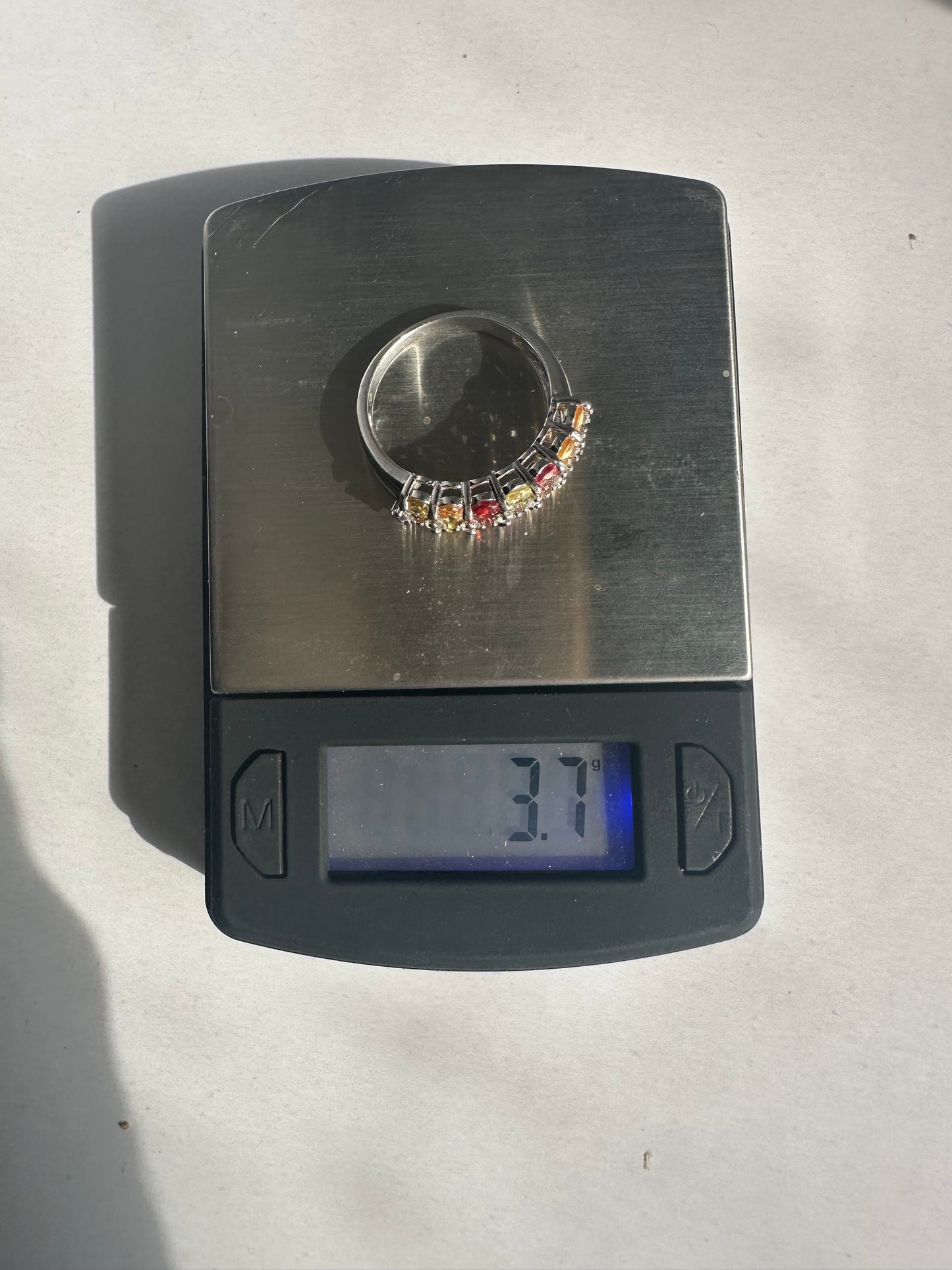 Gorgeous Sterling Silver Multi-color Tourmaline And Zircon Ring Size 8