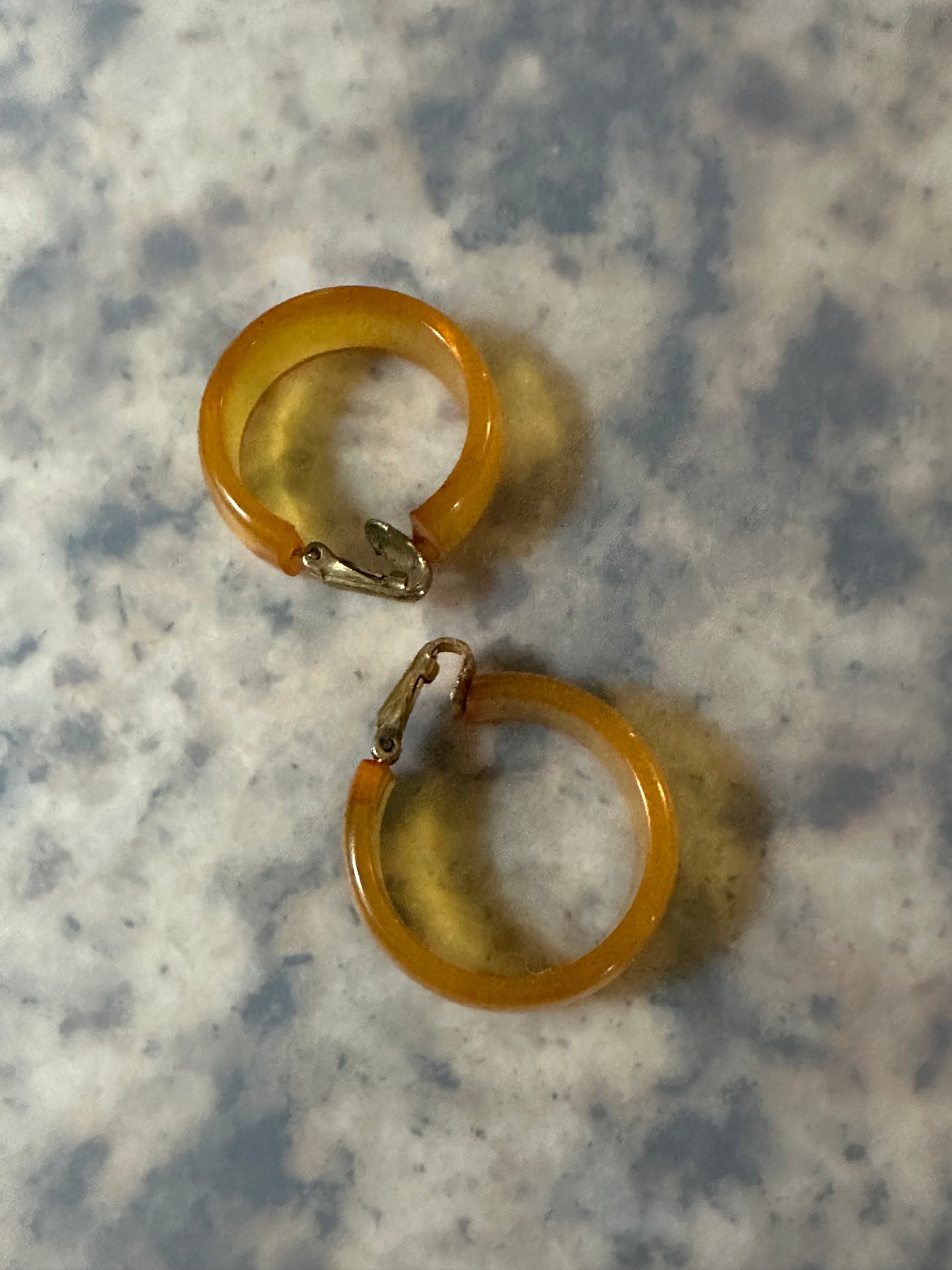 Vintage Bakelite Lucite Apple Juice Clip-on Earrings