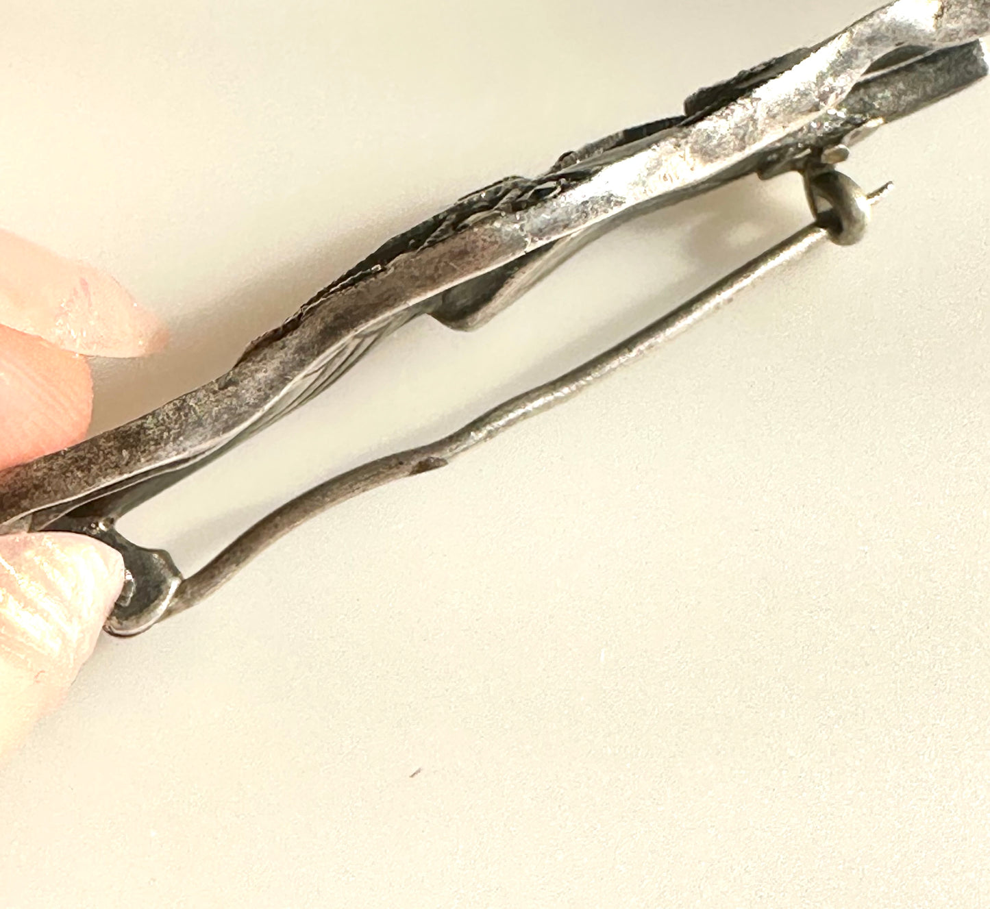 Art Deco/Art Nouveau ~ 830 Silver, Enamel, Marcasite Bird Brooch - Heron