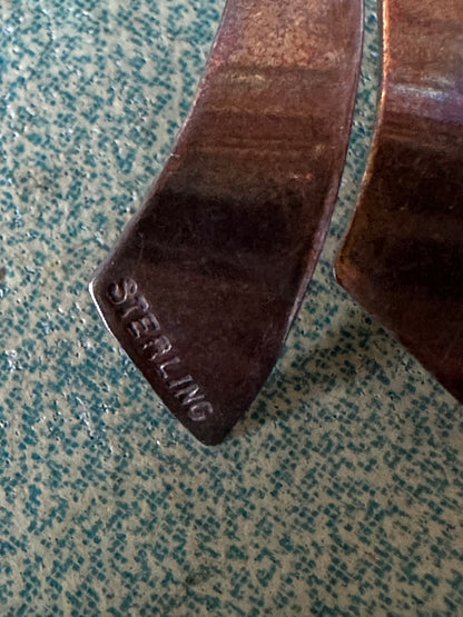 STERLING Silver Vintage Large Bow Brooch Pin Gold Vermeil Faux Pearl