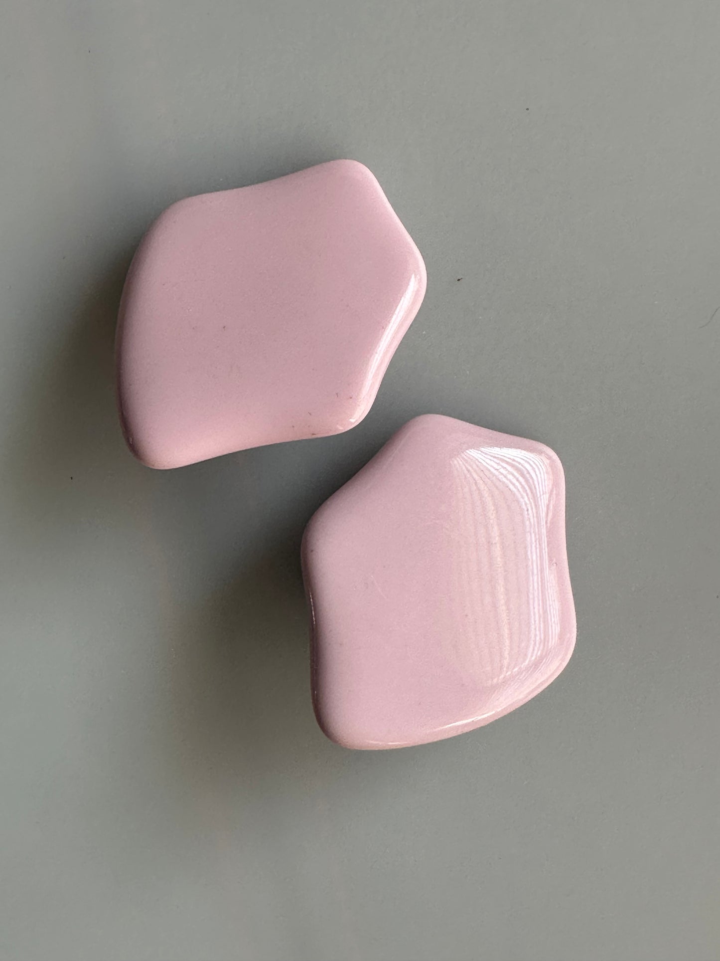 1960s-1980s Pastel Pink Abstract Clip-on Earrings