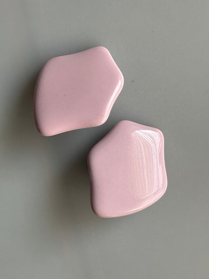 1960s-1980s Pastel Pink Abstract Clip-on Earrings