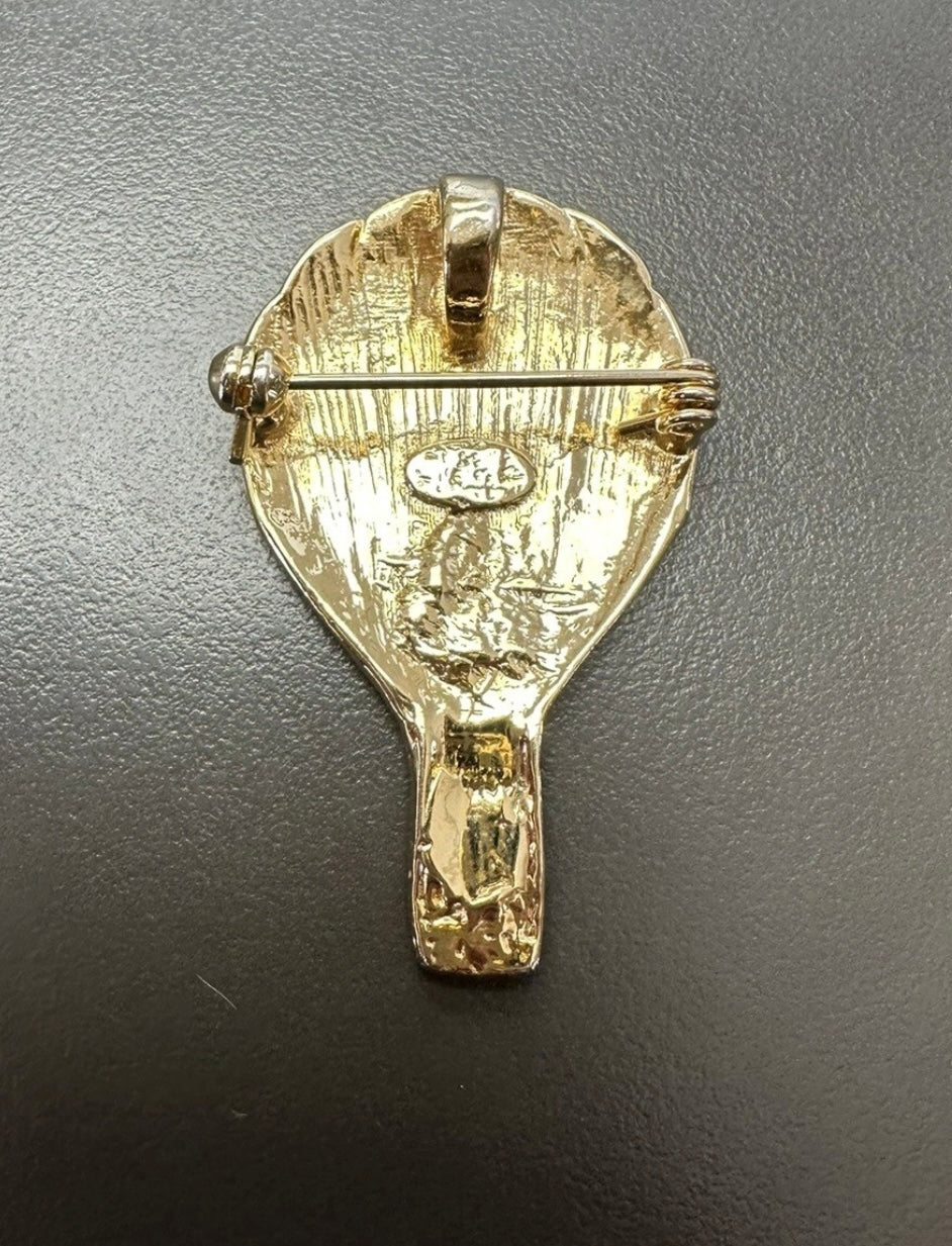 Vintage Enamel Hot Air Balloon Pin/brooch Pendant Goldtone