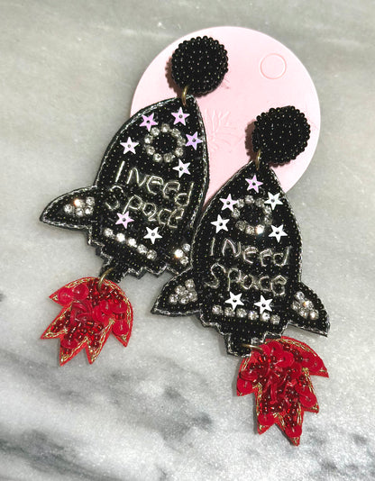 'I Need Space' Beaded Statement Earrings