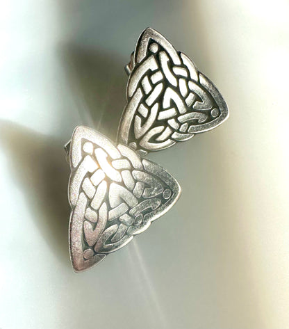 Sterling Silver Celtic Trinity Knot Post Earrings Signed By Metal Arts