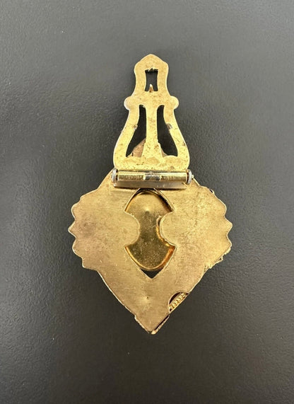 Antique Gold Filled Dress Clip Black Glass Seed Pearl Victorian Art Deco