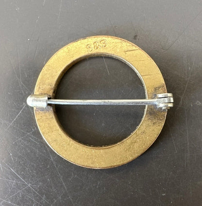 Antique Edwardian Signed S&S Sykes And Strandberg Gold Filled Etched Pin