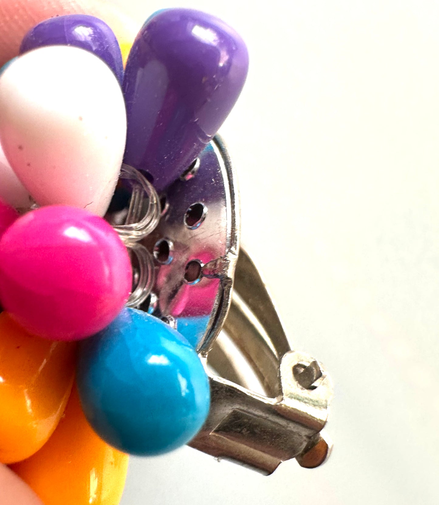 Vintage Mid-Century Porcupine Style Plastic Bead Cluster Clip-on Earrings