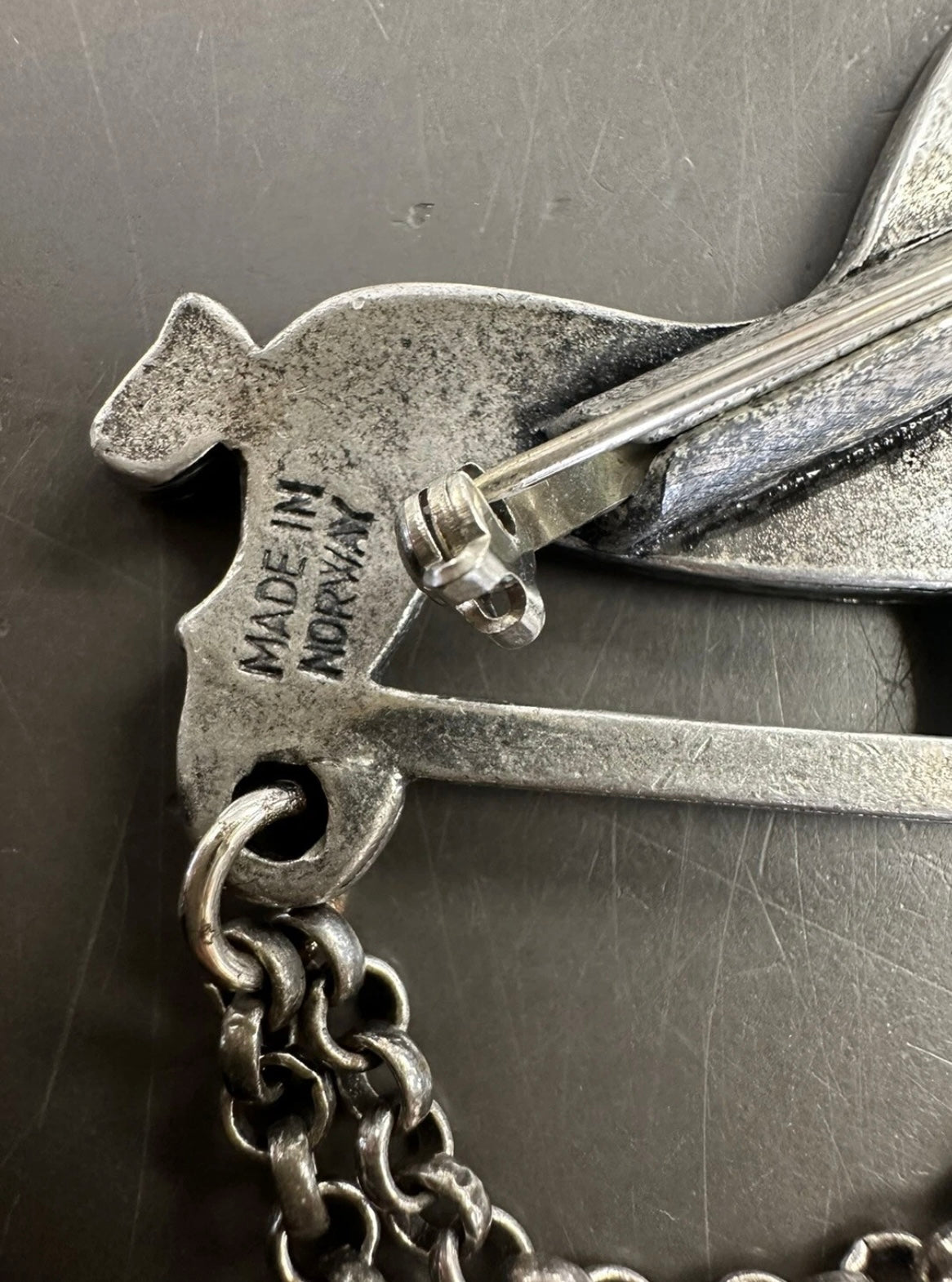 Tinn-Per Norway Pewter Horse Brooch Handmade Trojan Viking Norse Signed