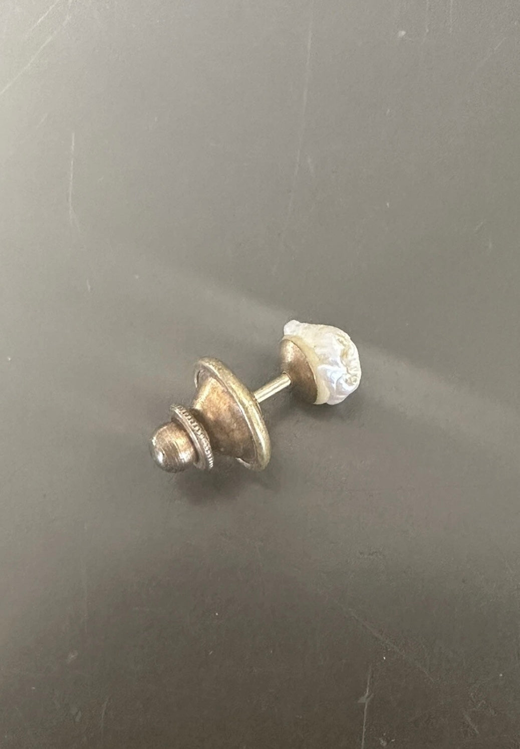 Vintage River Pearl Tie Tack Lapel Pin