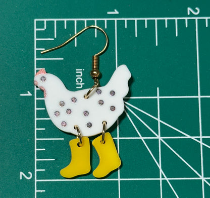 Chicken Rainboots Dangle Earrings