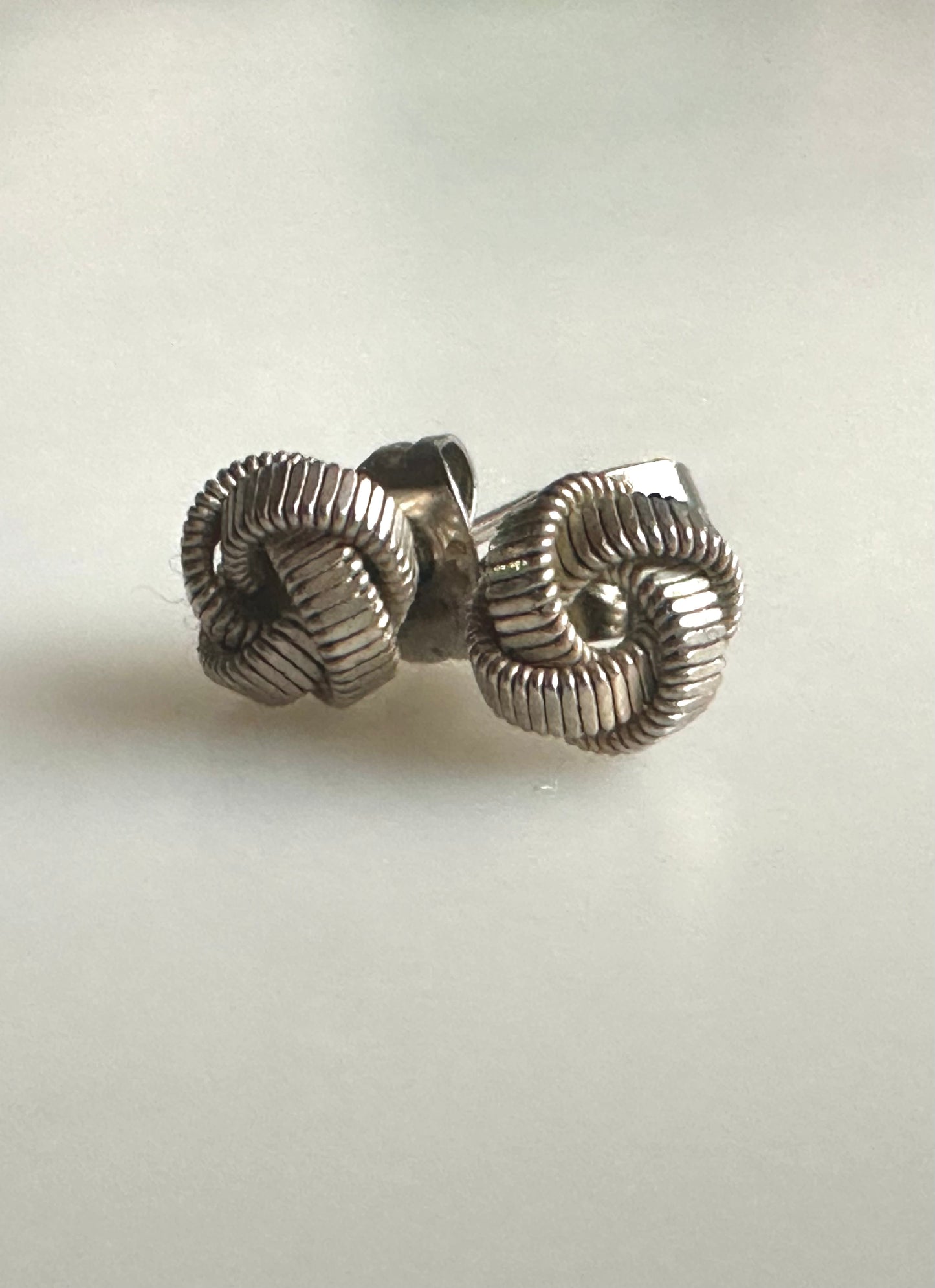 Textured Lover’s Knot Silvertone Post Earrings