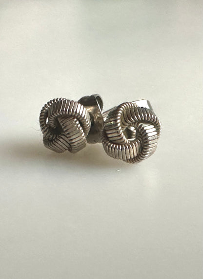 Textured Lover’s Knot Silvertone Post Earrings