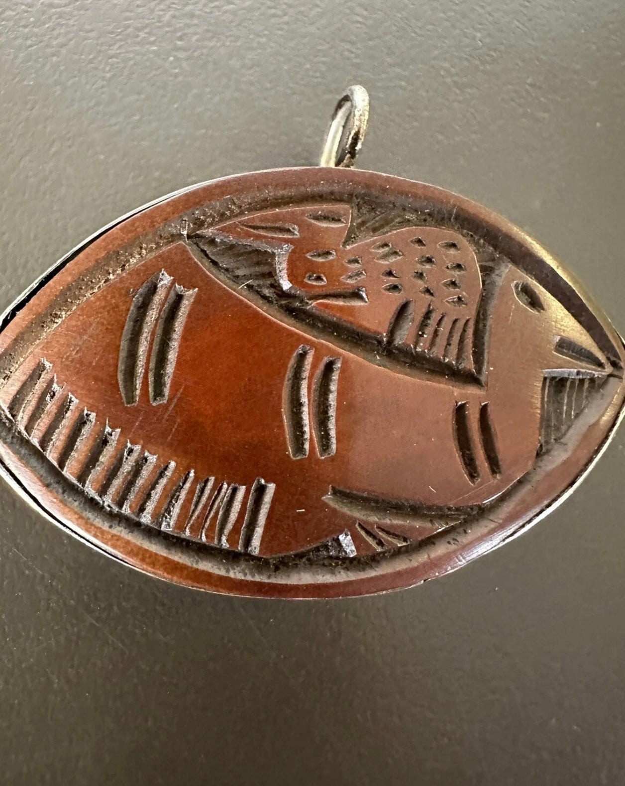 Abbia Chip Old Wood Bezel Set Handmade Pendant Asia/China/Indochina/Vietnam