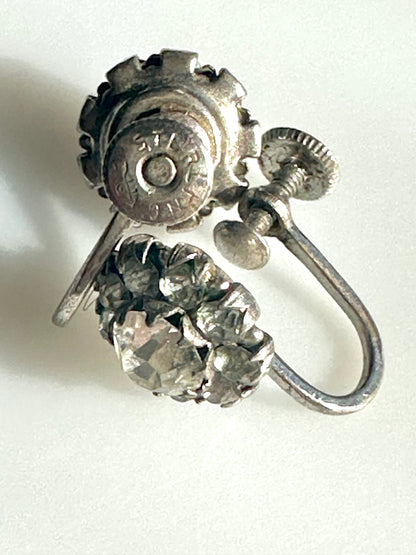 Vintage Art Deco To 1940’s Sterling Silver Signed Uncas Screwback Earrings