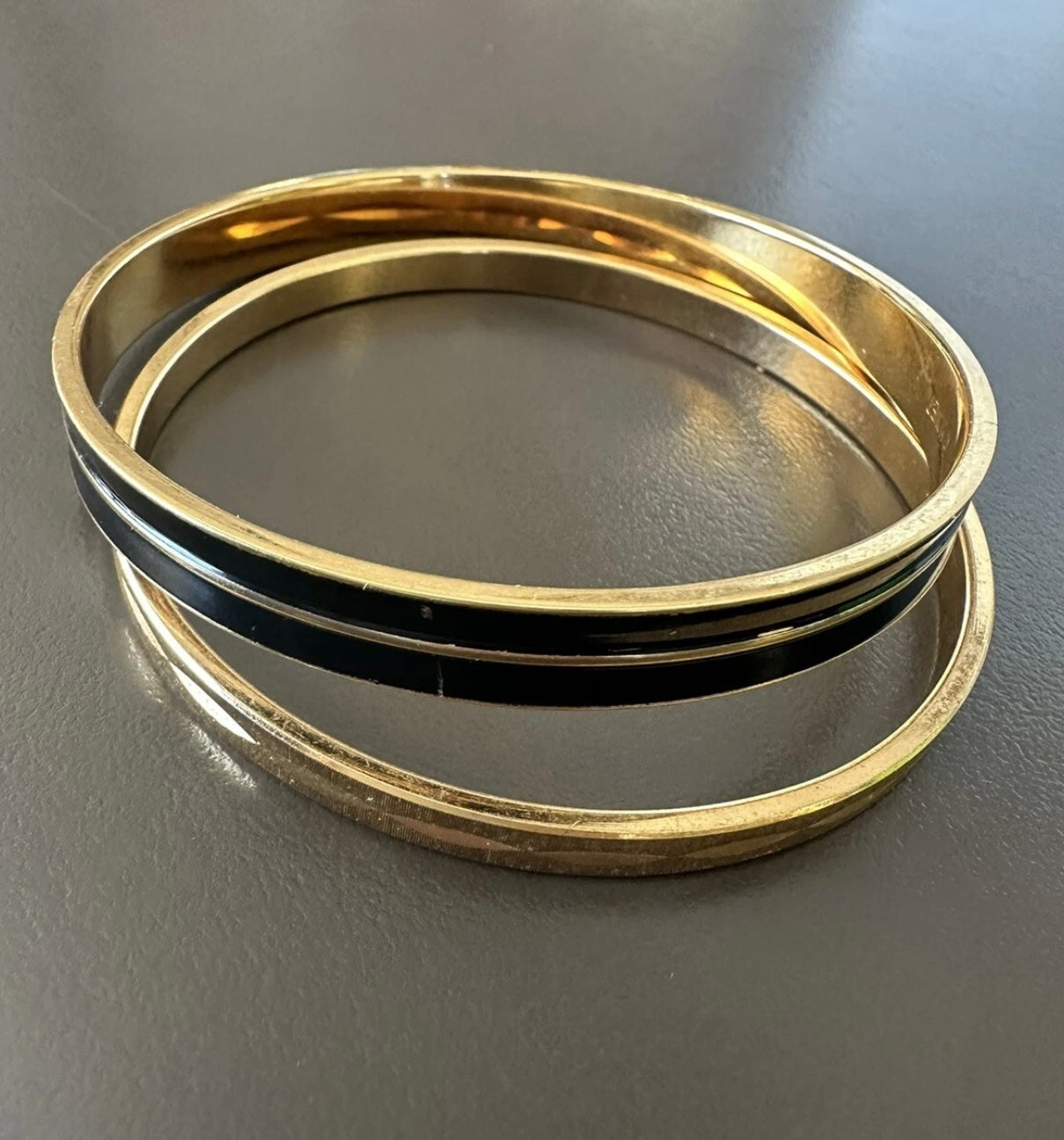 Vintage Signed Monet Goldtone Bangle Bracelets