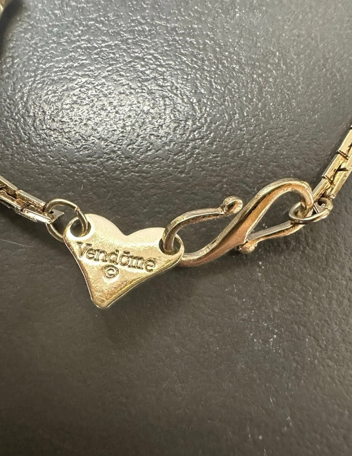 Vintage Signed Vendome Gold tone Station Bracelet With Beans