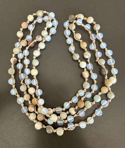 Long Hand Knotted Mermaid Necklace Glass And Amazonite Beads