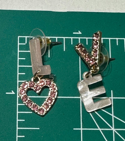 'Love' Glitzy Acrylic Heart Dangle Earrings