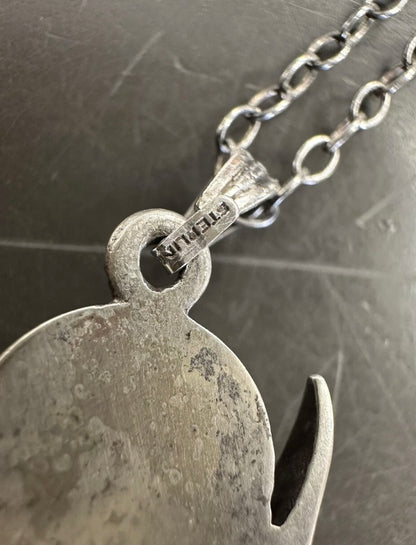 Antique Sterling Faceted “Alaskan Diamond” Hematite Pendant On Sterling Chain